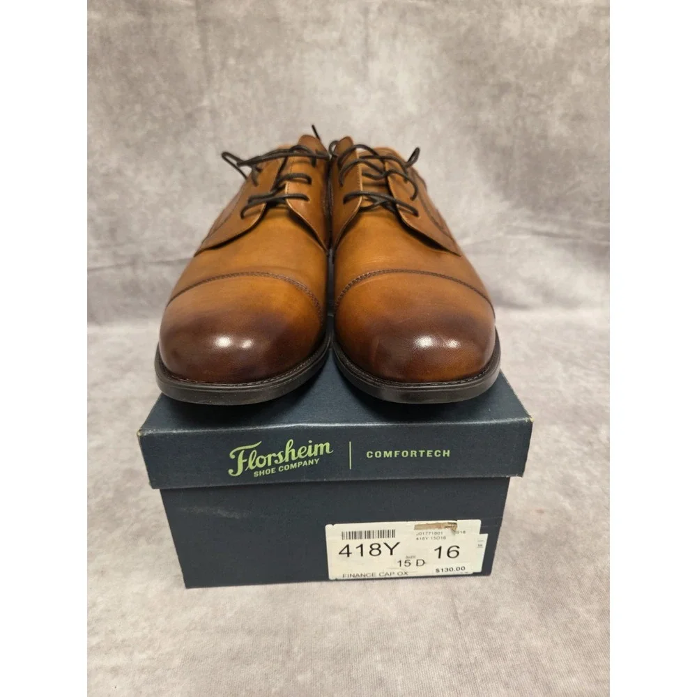 Florsheim M-15D Brn Comfortech Dress Shoes Finance Cap Ox NIB